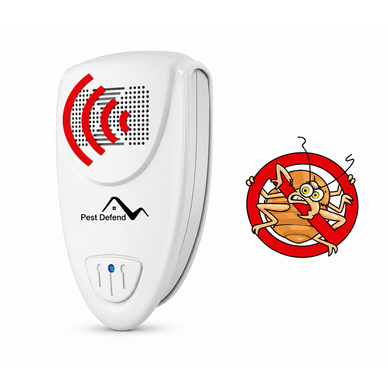 Ultrasonic Pest Repeller Bed Bug Plug-In LED Indicator White Plastic Shield - Image 1