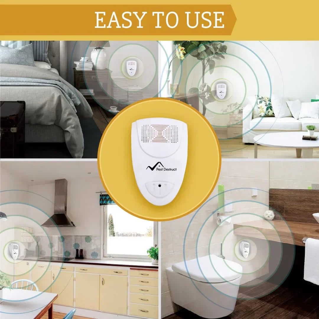 Ultrasonic Pest Repeller Bed Bug Plug-In LED Indicator White Plastic Shield - Image 6