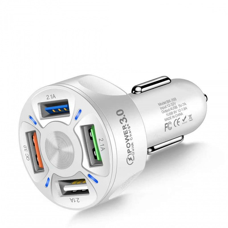 USB Car Phone Charger with Four Ports Qc 3.0 Fast Charge and Dashboard Mat Usbc - Image 3
