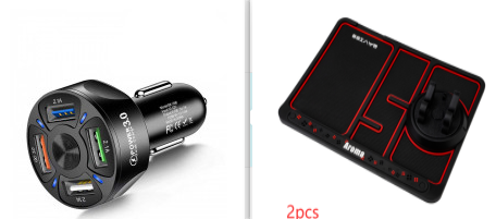 USB Car Phone Charger with Four Ports Qc 3.0 Fast Charge and Dashboard Mat Usbc - Image 5