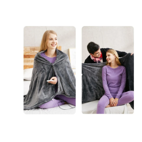 USB Heated Blanket Electric Heater Shawl with Plush Fleece and Snap Closures Cordless Throw - Image 10