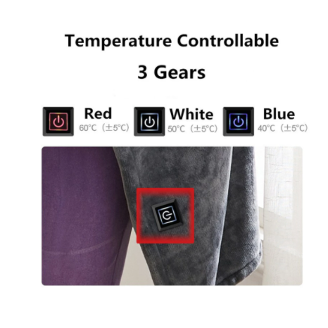 USB Heated Blanket Electric Heater Shawl with Plush Fleece and Snap Closures Cordless Throw - Image 5