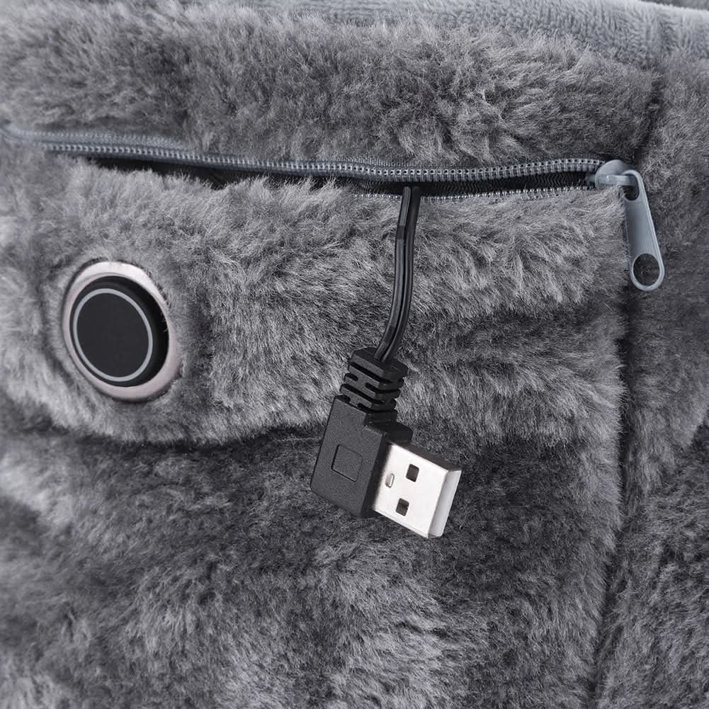 USB Heated Faux Fur Slippers with Plush Bootie Design and Zipper Pocket for House - Image 6