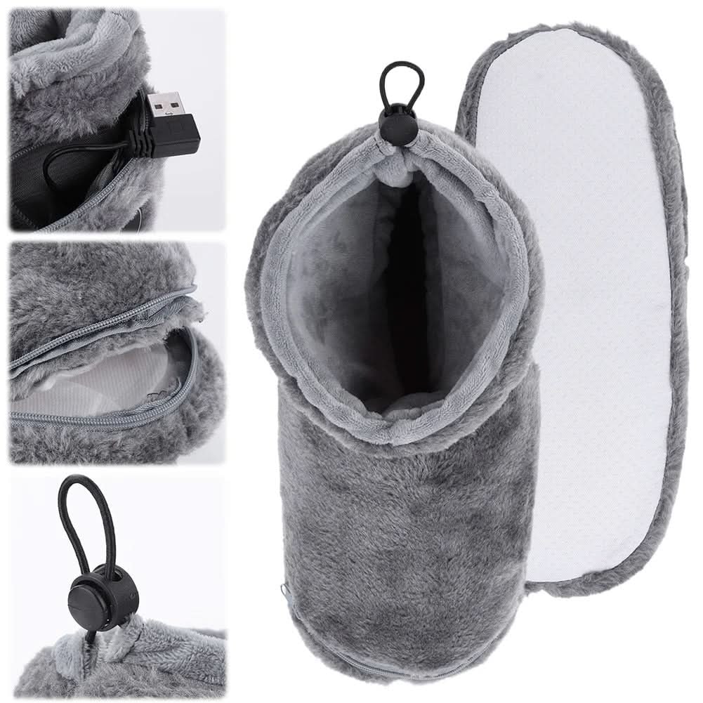 USB Heated Faux Fur Slippers with Plush Bootie Design and Zipper Pocket for House - Image 9