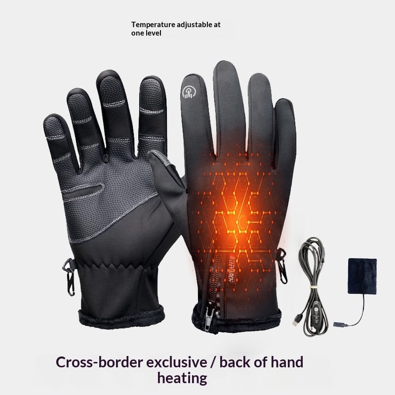 USB Heated Gloves Mittens with Touchscreen Fingertips and Fleece Lining Waterproof - Image 3