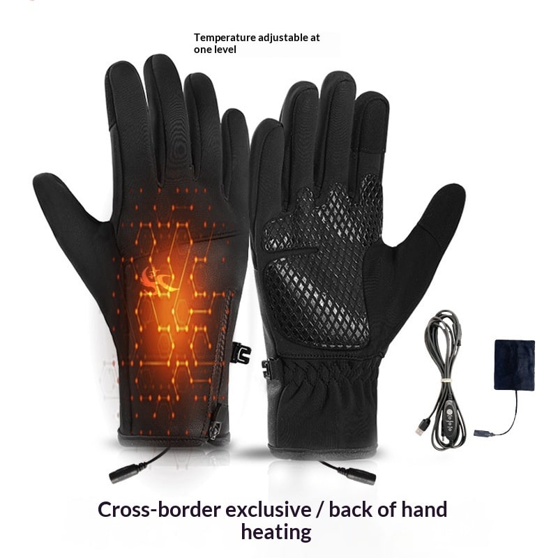 USB Heated Gloves Mittens with Touchscreen Fingertips and Fleece Lining Waterproof - Image 4