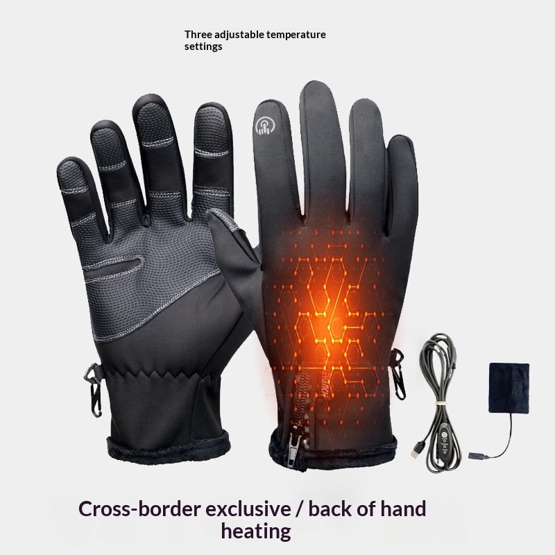 USB Heated Gloves Mittens with Touchscreen Fingertips and Fleece Lining Waterproof - Image 5