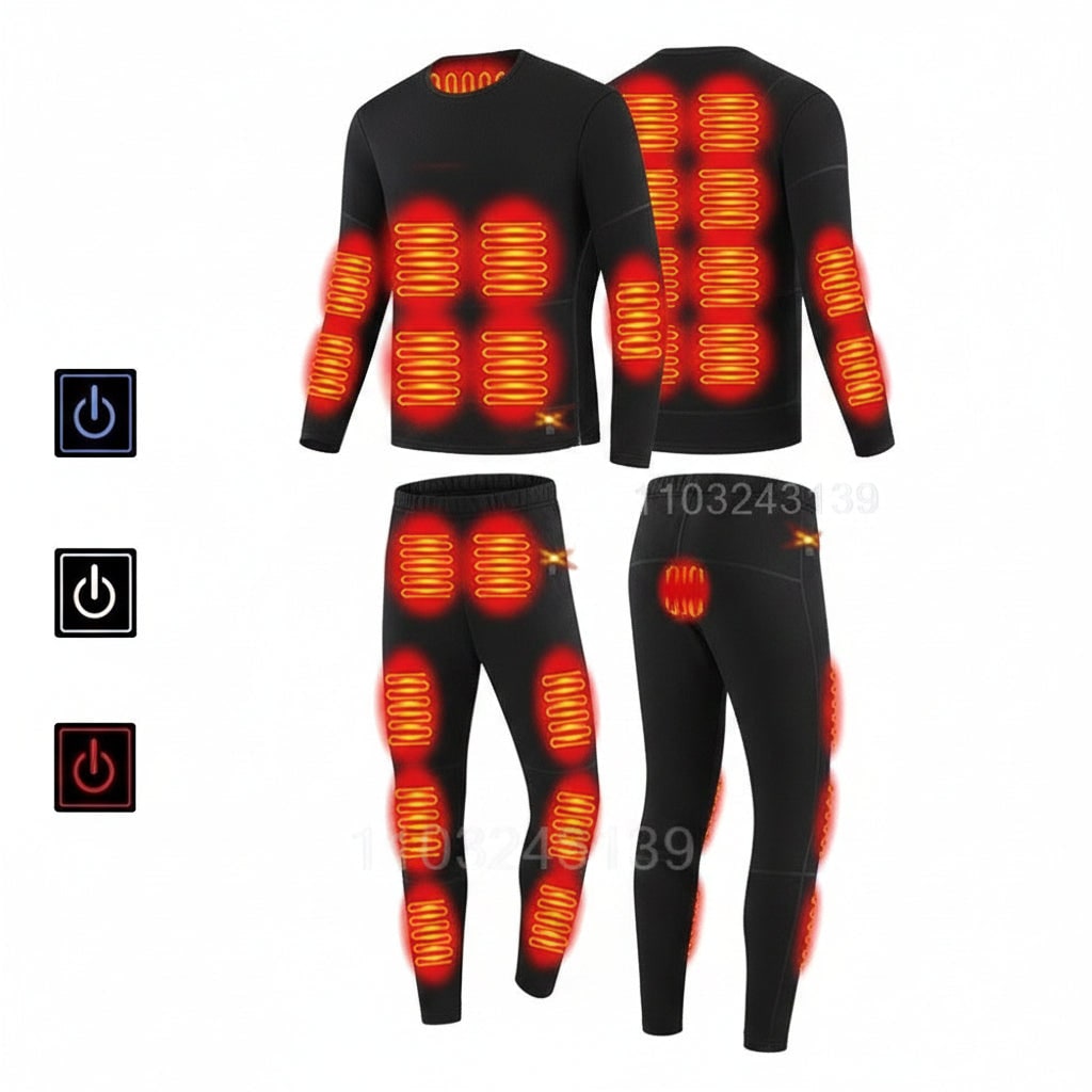 USB Heated Long Johns Thermal Underwear Set with Temperature Control for Cold Weather - Image 3