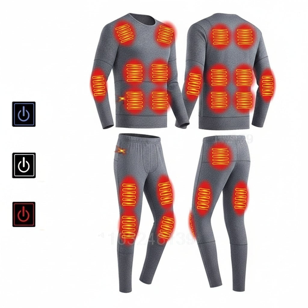 USB Heated Long Johns Thermal Underwear Set with Temperature Control for Cold Weather - Image 4