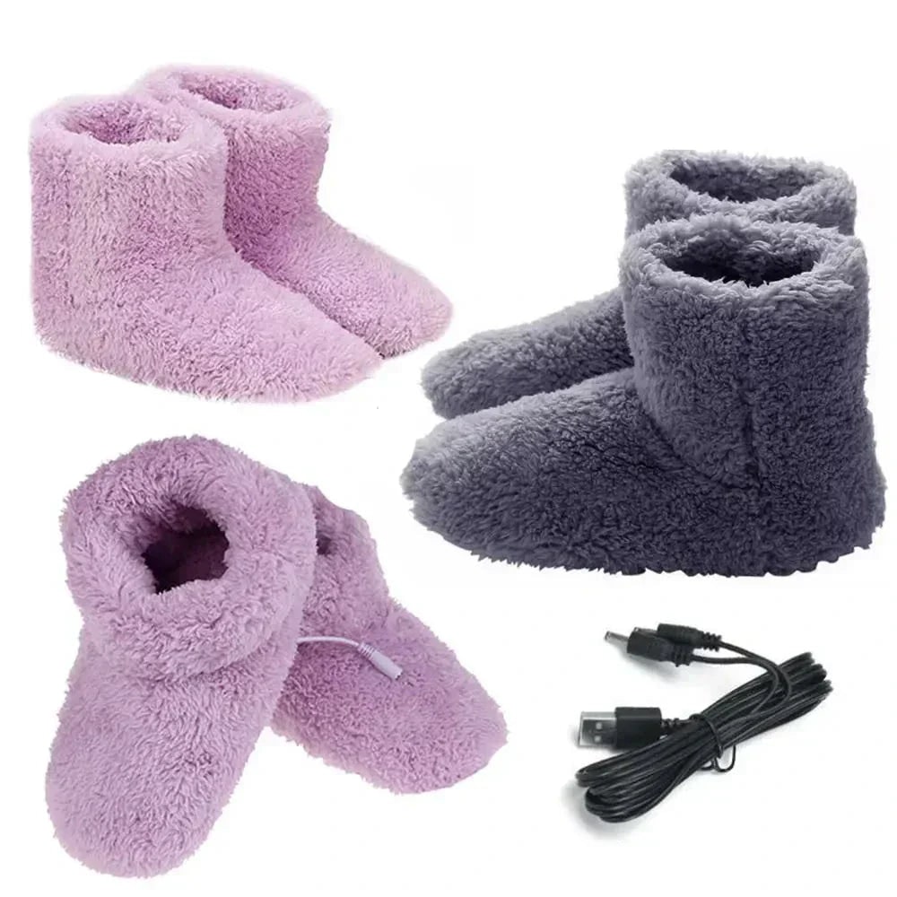 USB Powered Heated Plush House Slippers with Warm Comfort - Image 2