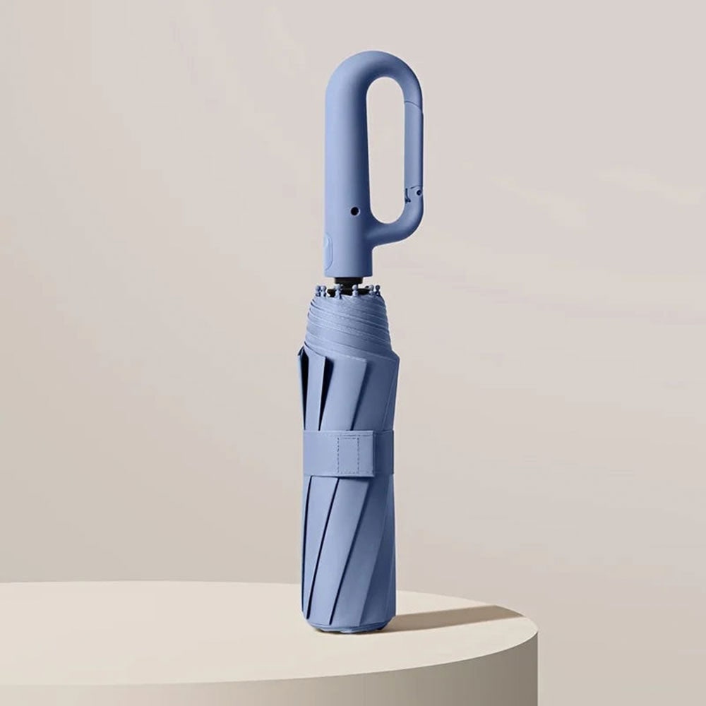 UV Blocker Travel Umbrella with Compact Folding Design and Carabiner Clip Handle - Image 4