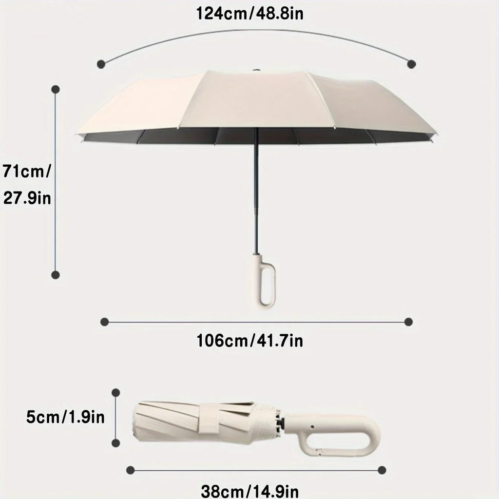 UV Blocker Travel Umbrella with Compact Folding Design and Carabiner Clip Handle - Image 7