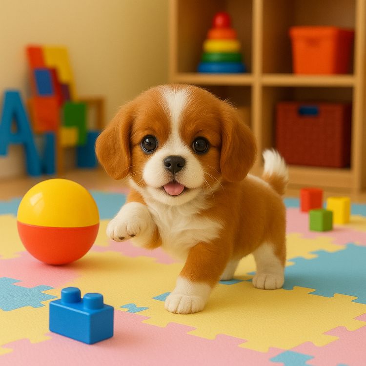 Interactive Realistic Cavalier King Charles Spaniel Robot Puppy Toy | Walks, Barks, and Wags Its Tail