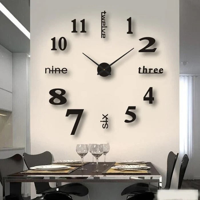 Wall Clock with 3D Self-Adhesive Numbers and Silent Battery Operated Mechanism - Image 14