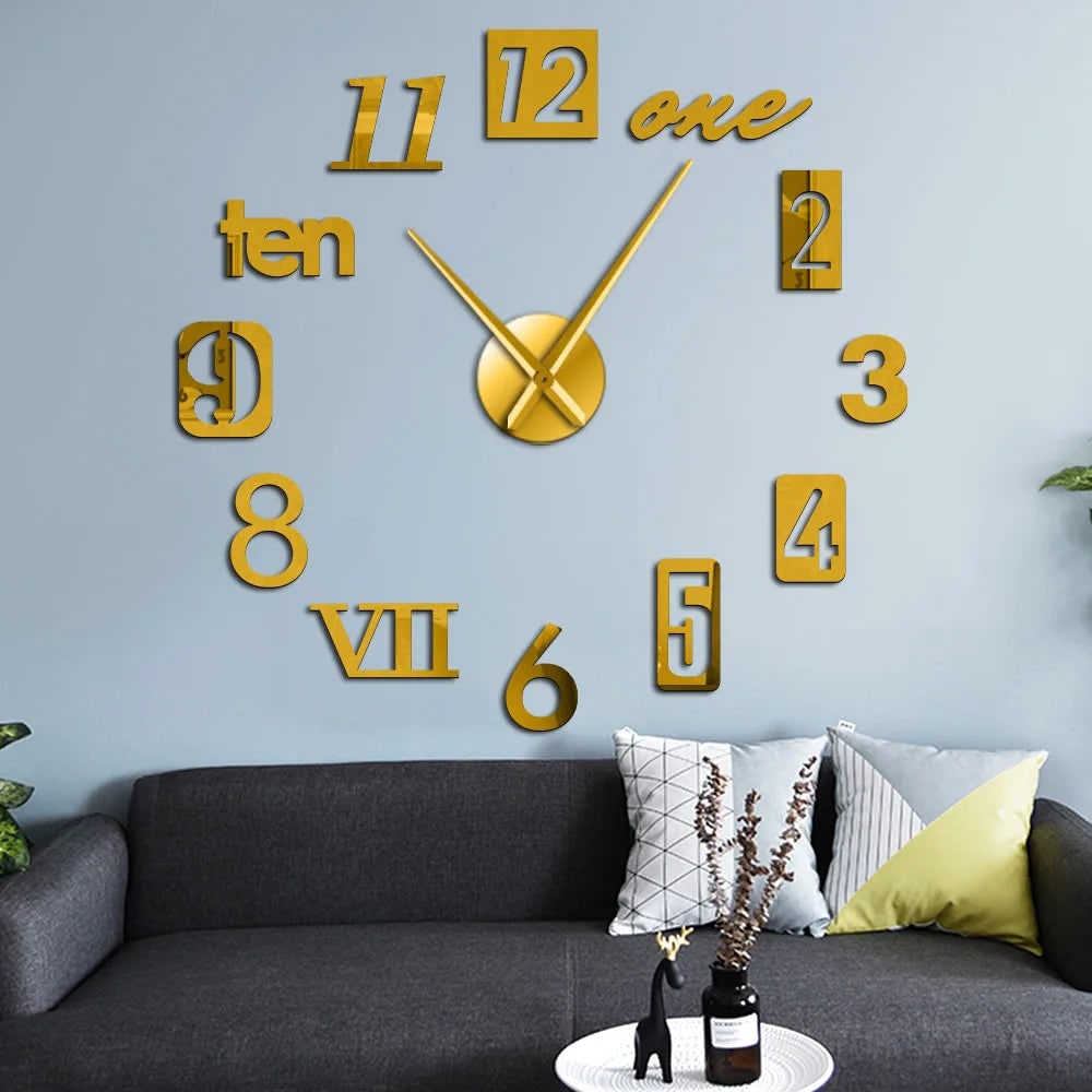 Wall Clock with 3D Self-Adhesive Numbers and Silent Battery Operated Mechanism - Image 4