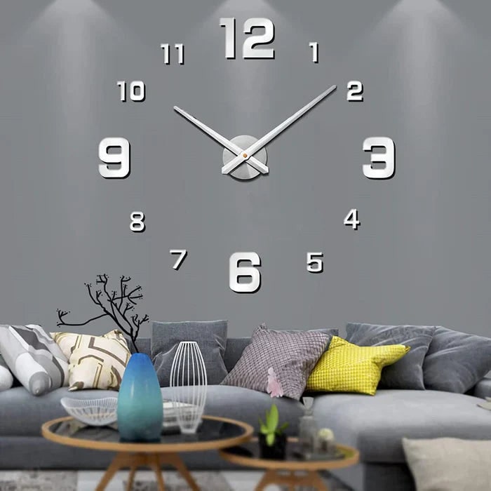 Wall Clock with 3D Self-Adhesive Numbers and Silent Battery Operated Mechanism - Image 6
