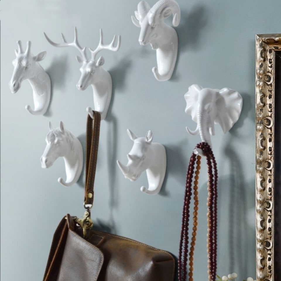 Wall Hook and Mounted Coat Rack with Key Hanger for Decorative Animal Head Design - Image 4
