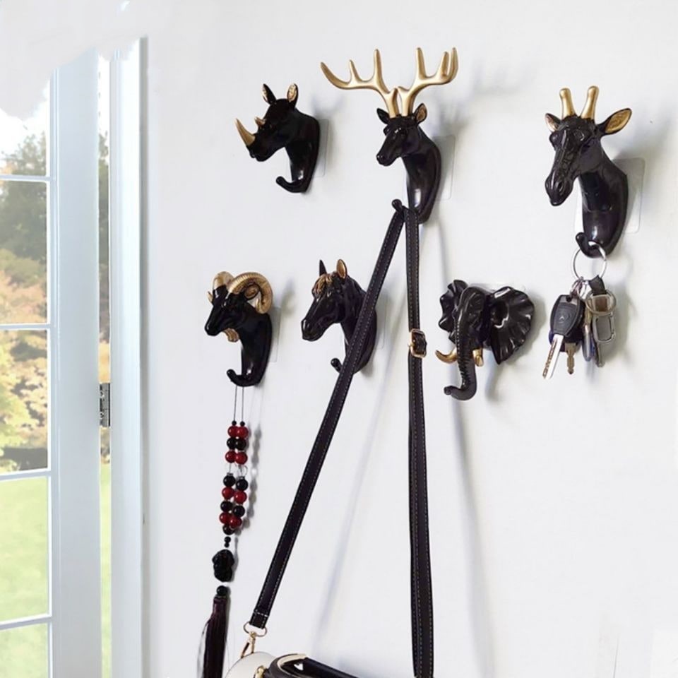 Wall Hook and Mounted Coat Rack with Key Hanger for Decorative Animal Head Design - Image 5