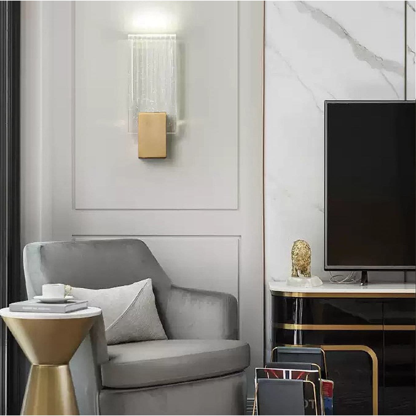 Wall Lamp LED Crystal Pleated Metal Touch Control - Image 22