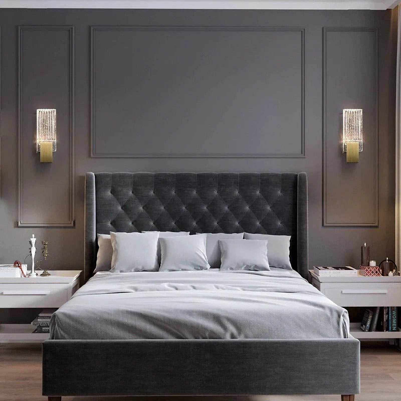 Wall Lamp LED Crystal Pleated Metal Touch Control - Image 26