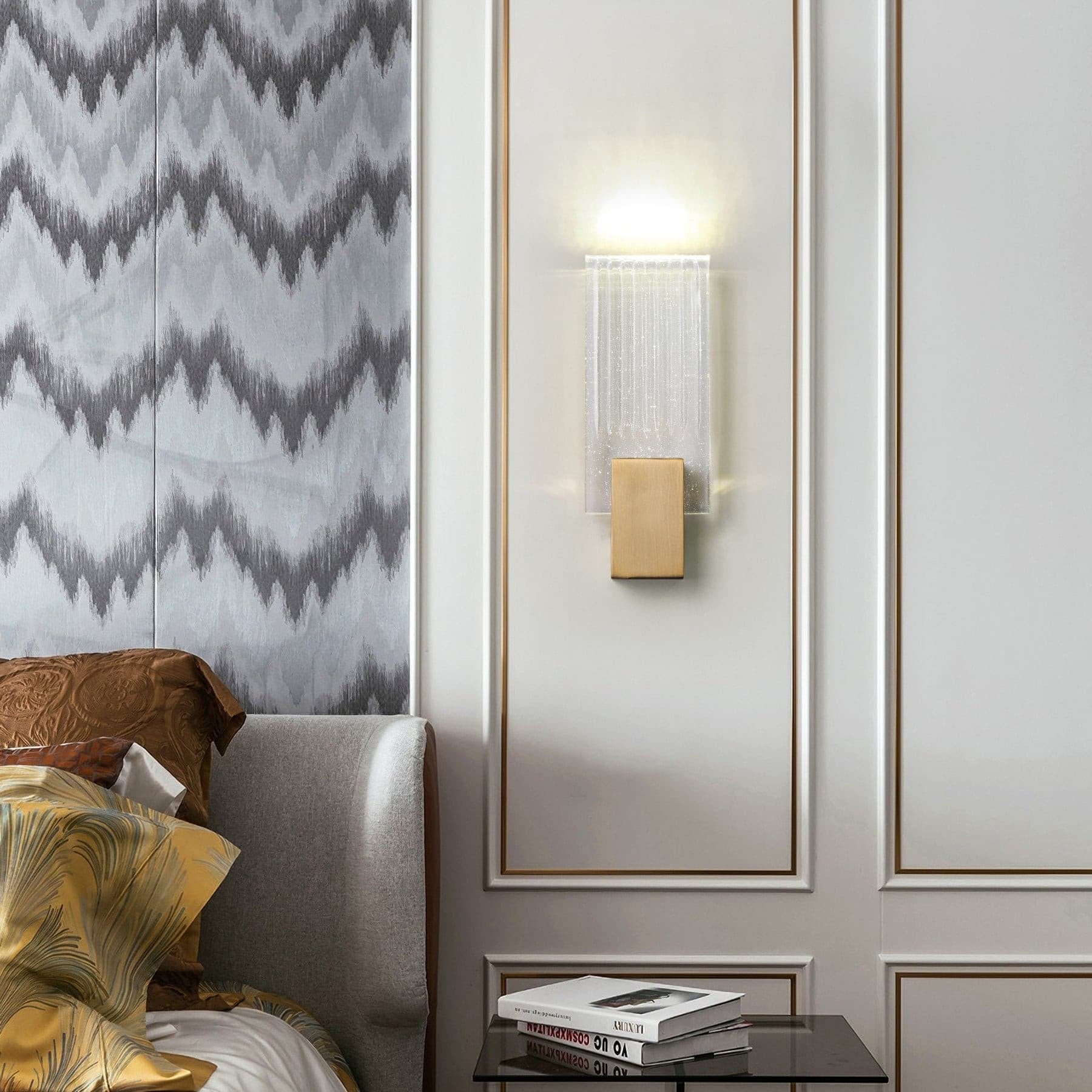 Wall Lamp LED Crystal Pleated Metal Touch Control - Image 3