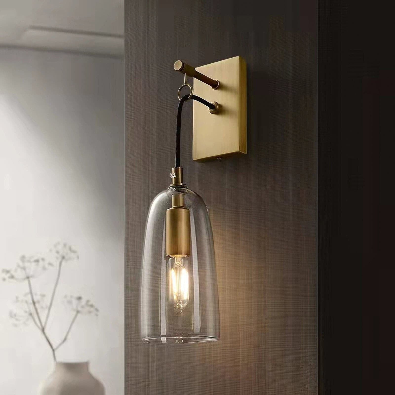 Wall Lamp LED Glass Vintage Metal Wall Lighting Fixture Decor - Image 2