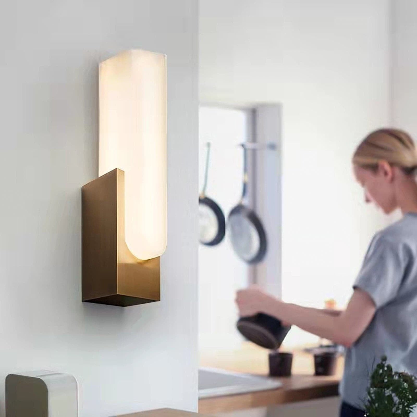 Wall Lamp LED Metal Alabaster Modern Home Lighting Fixture Decor - Image 3