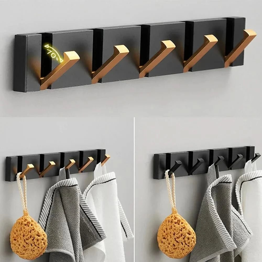 Wall Mounted Coat Rack Hook Compact Folding Retractable Metal Storage Space Saving - Image 5