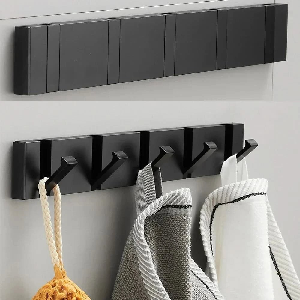 Wall Mounted Coat Rack Hook Compact Folding Retractable Metal Storage Space Saving - Image 6