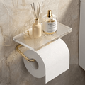 Wall-Mounted Toilet Paper Holder with Integrated Acrylic Shelf and Metal Arm - Image 1