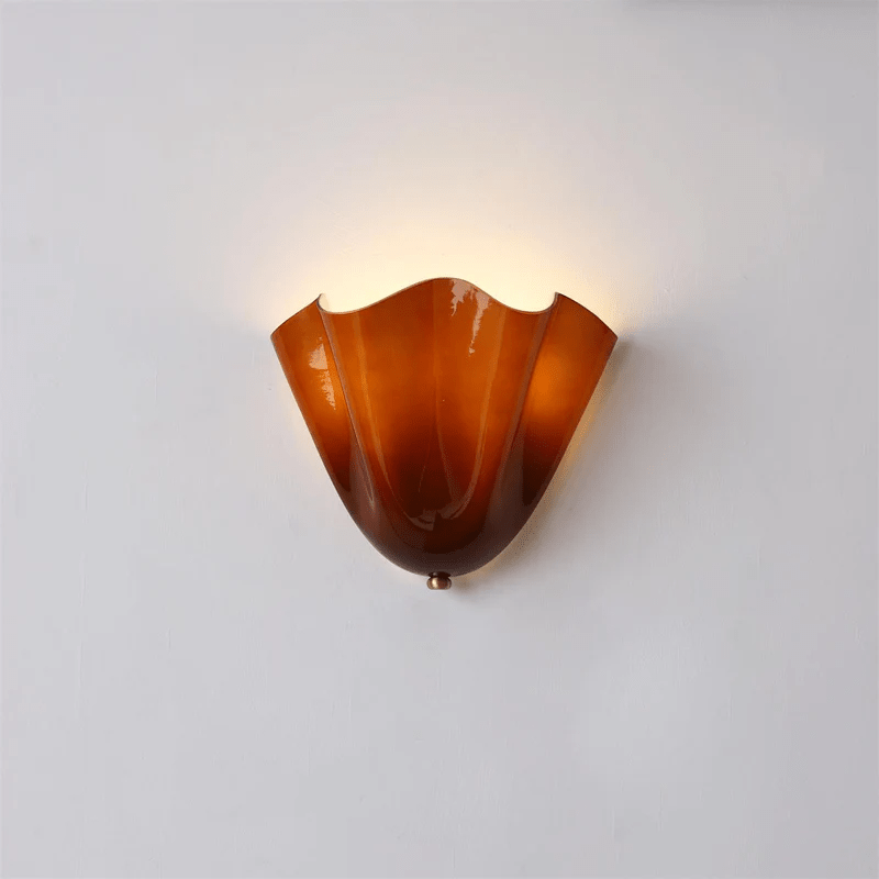 Wall Sconce with Wavy Glass Shade and Warm Ambient Lighting - Image 26