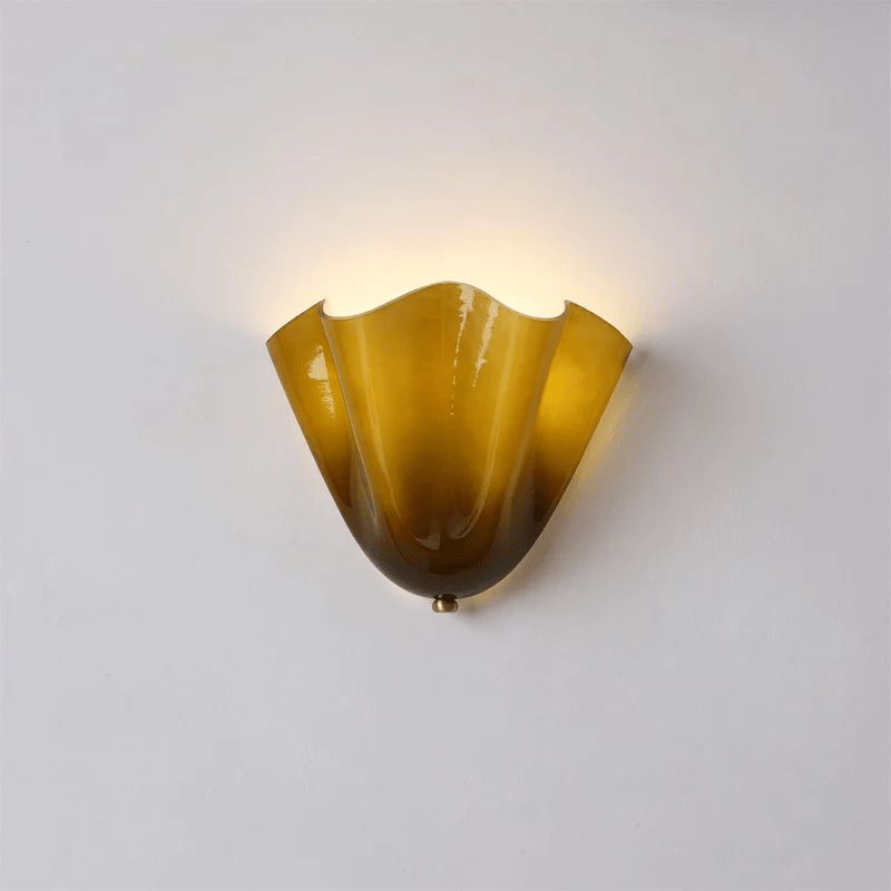 Wall Sconce with Wavy Glass Shade and Warm Ambient Lighting - Image 29