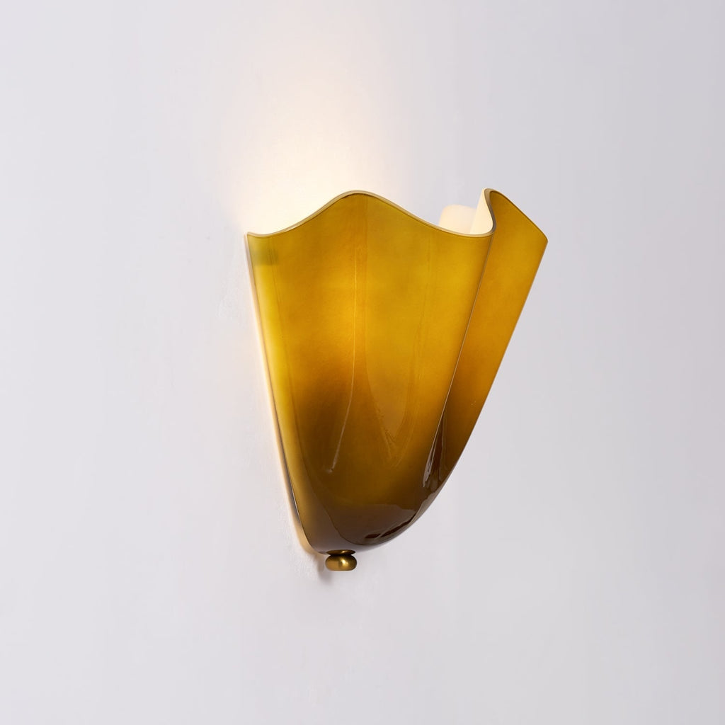 Wall Sconce with Wavy Glass Shade and Warm Ambient Lighting - Image 33