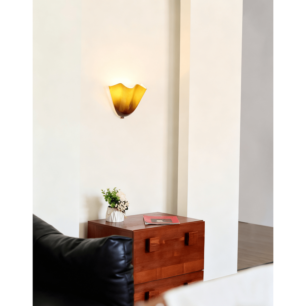 Wall Sconce with Wavy Glass Shade and Warm Ambient Lighting - Image 40