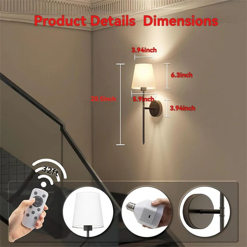 Wall Sconces Battery Powered Sconce Wireless Operated Light - Image 9
