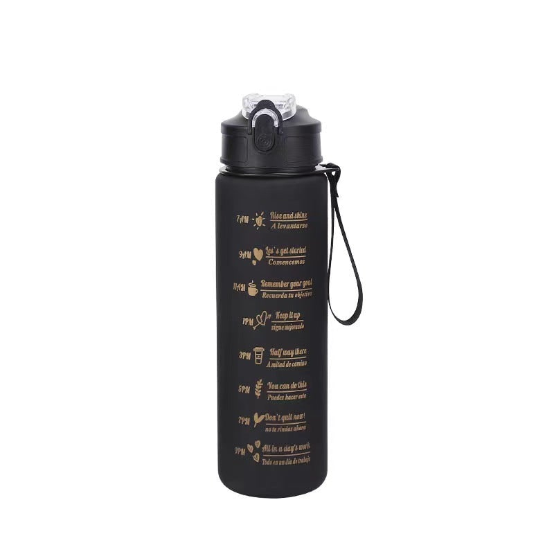 Water Bottle Motivational Gradient Frosted Time Markers Flip Top Portable - Image 10