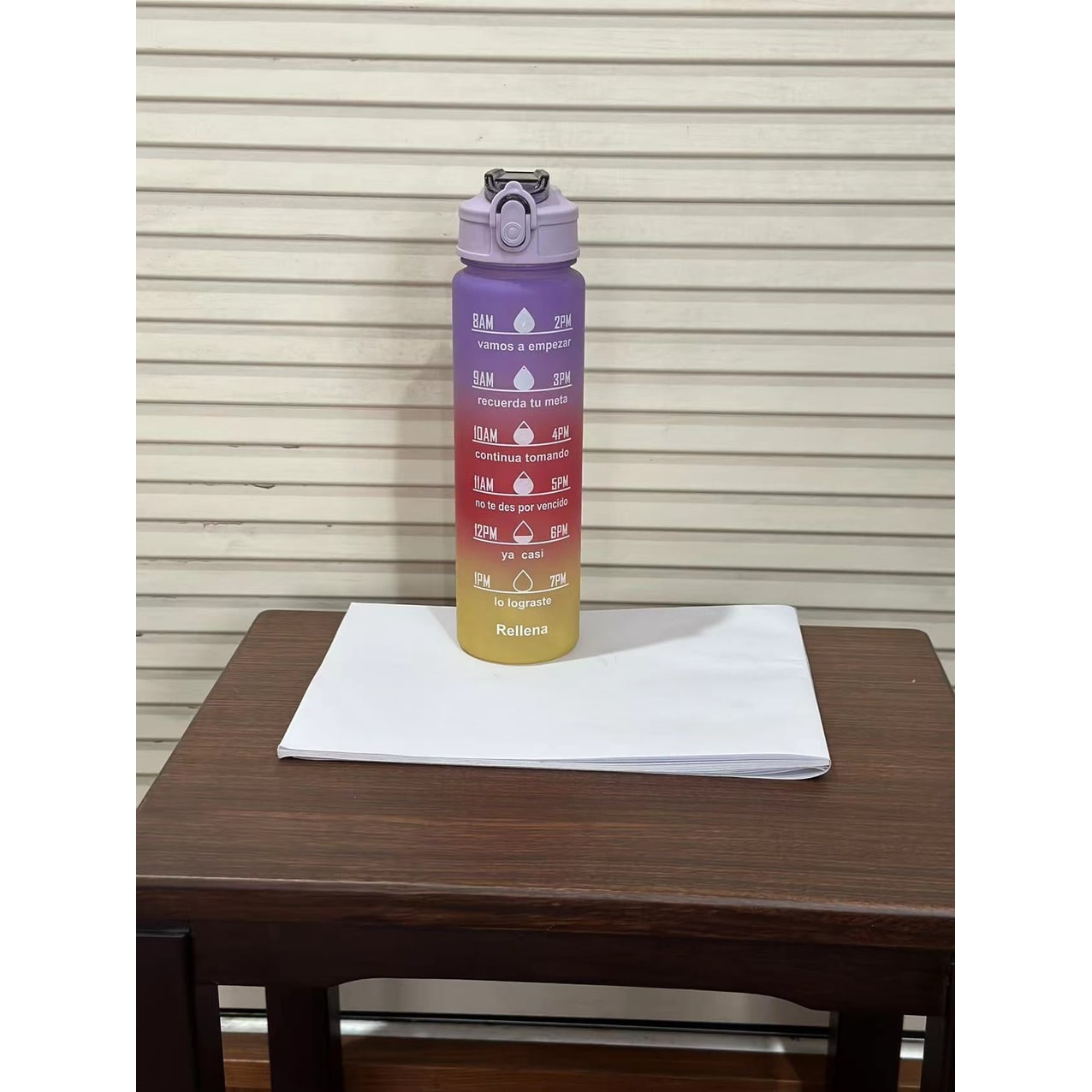 Water Bottle Motivational Gradient Frosted Time Markers Flip Top Portable - Image 11
