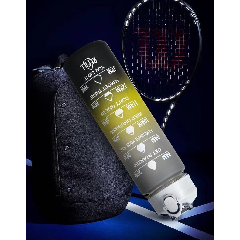 Water Bottle Motivational Gradient Frosted Time Markers Flip Top Portable - Image 12