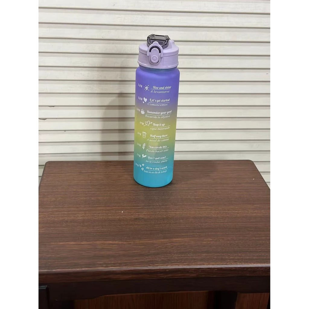 Water Bottle Motivational Gradient Frosted Time Markers Flip Top Portable - Image 14