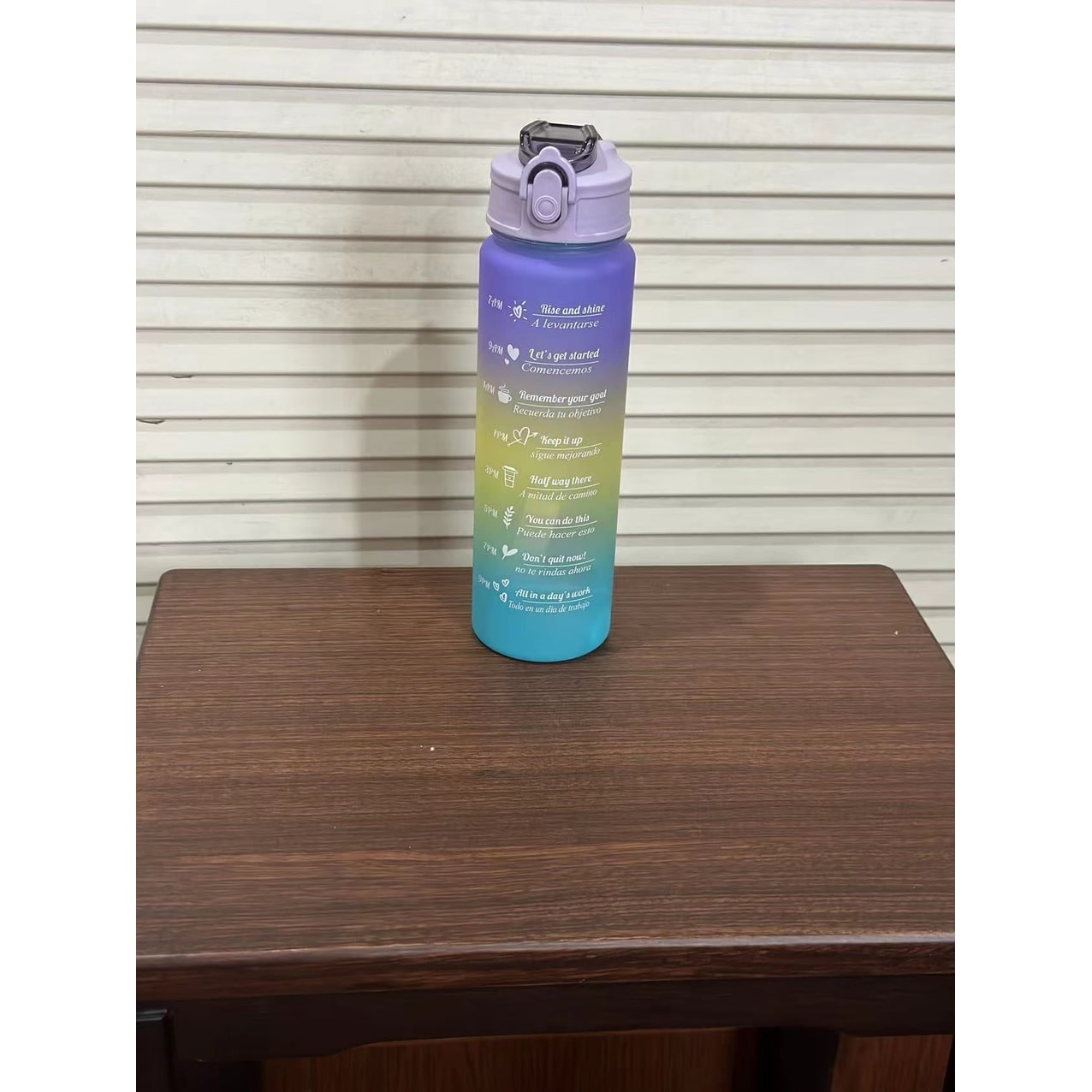 Water Bottle Motivational Gradient Frosted Time Markers Flip Top Portable - Image 14