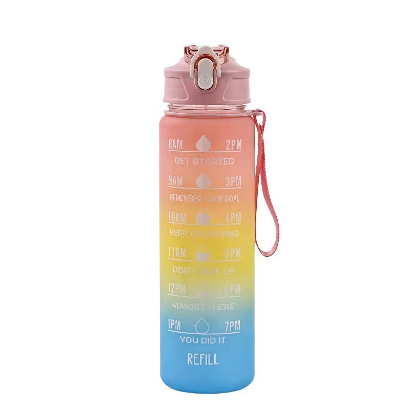 Water Bottle Motivational Gradient Frosted Time Markers Flip Top Portable - Image 6