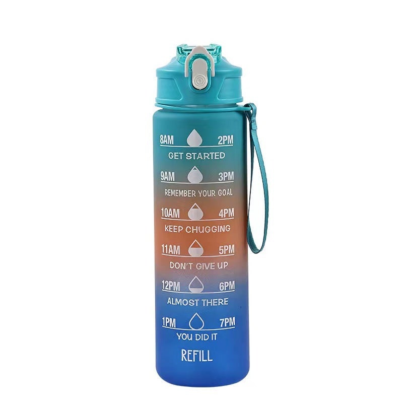 Water Bottle Motivational Gradient Frosted Time Markers Flip Top Portable - Image 7
