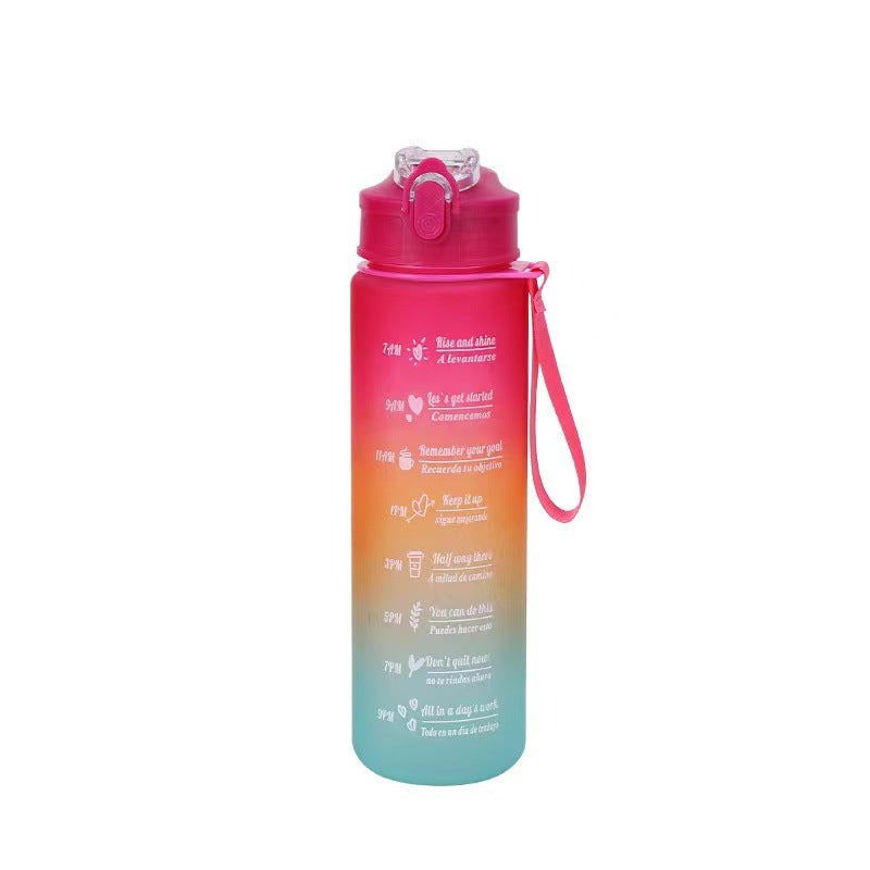 Water Bottle Motivational Gradient Frosted Time Markers Flip Top Portable - Image 8