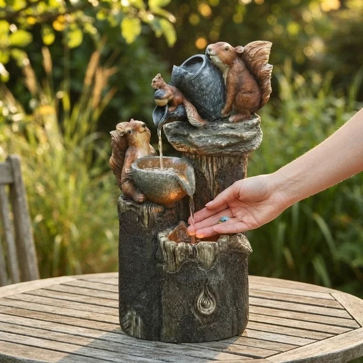 Water Fountain Solar Powered Tabletop with LED Lighting and Hand-Painted Animal Figure - Image 2