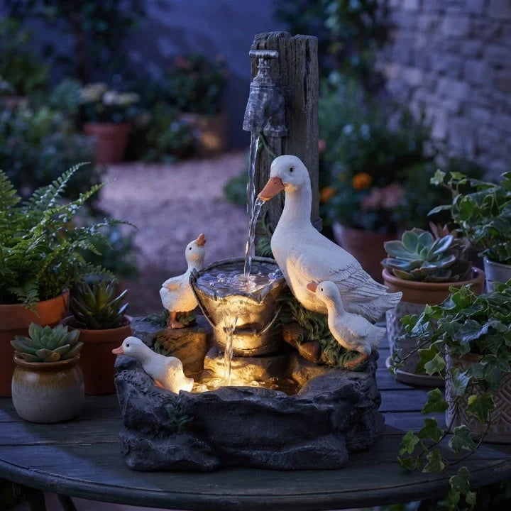 Water Fountain Solar Powered Tabletop with LED Lighting and Hand-Painted Animal Figure - Image 4
