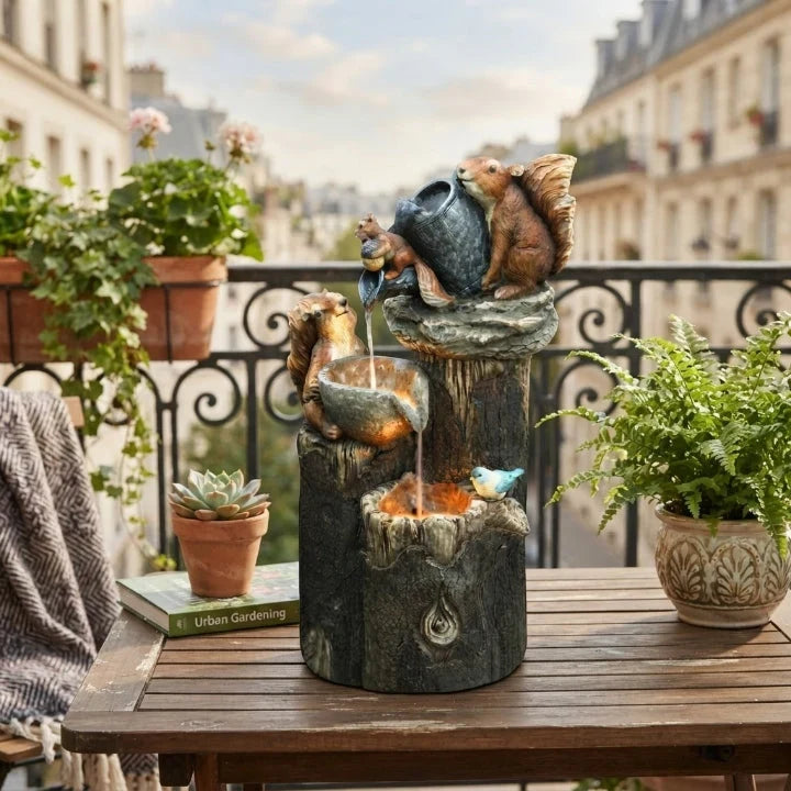 Water Fountain Solar Powered Tabletop with LED Lighting and Hand-Painted Animal Figure - Image 8