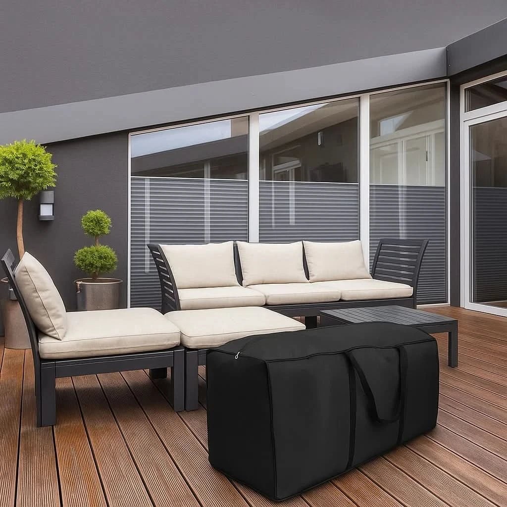 Waterproof Cushion Storage Bag with UV Protection Zipper and Handles for Patio Furniture - Image 3