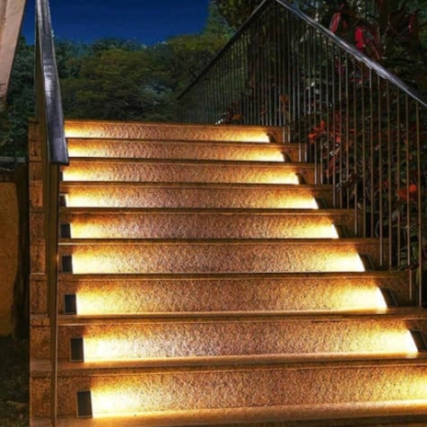 Waterproof Solar Stair Lights Outdoor Cordless Step Warm White LED Triangular Patio - Image 2