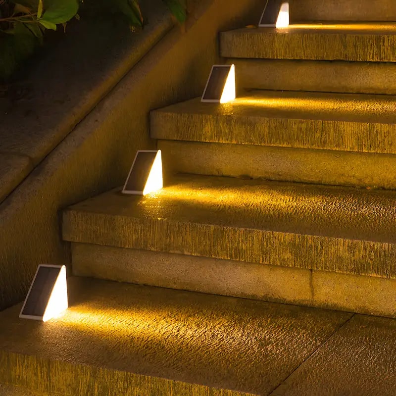 Waterproof Solar Stair Lights Outdoor Cordless Step Warm White LED Triangular Patio - Image 3