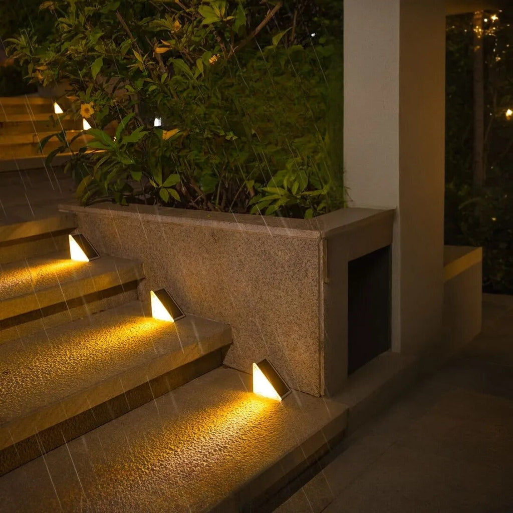 Waterproof Solar Stair Lights Outdoor Cordless Step Warm White LED Triangular Patio - Image 4